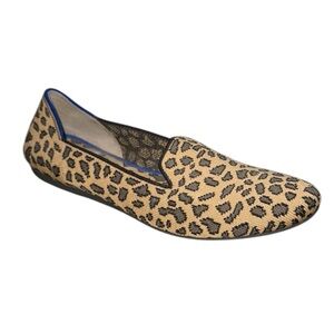 Rothys Spotted Leopard Print THE LOAFER Flats Women’s 7.5 Retired Blue Halo